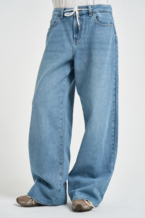Jeans donna wide leg in denim chiaro