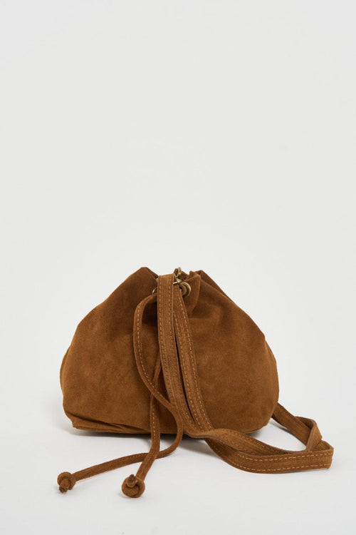 Borsa donna secchiello in suede cuoio - 1