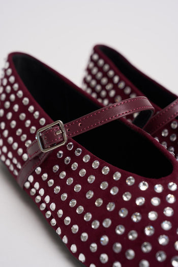 Ballerine donna bordeaux con borchie argento - 5