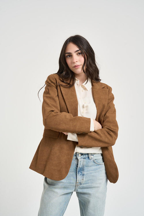 Blazer donna monopetto tabacco. - 2
