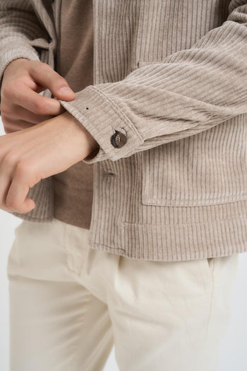 Camicia uomo velluto beige - 3