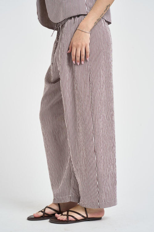 Pantalone donna a righe bordeaux e bianche - 2