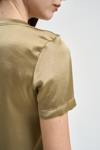 Blusa donna satinata verde - 4