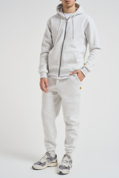 Felpa uomo con zip grigio chiaro