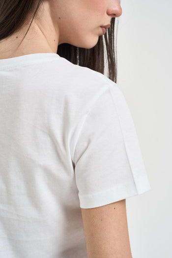 T-shirt donna girocollo con strass bianca - 4