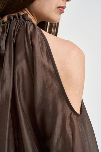 Blusa donna spalle scoperte moro - 4