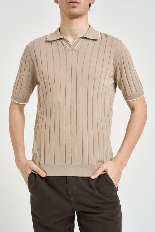 Polo uomo a coste beige