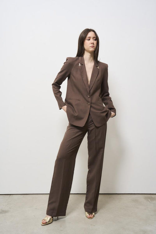 Giacca donna monopetto marrone