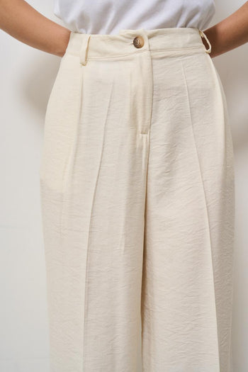 Pantalone donna a palazzo panna - 5