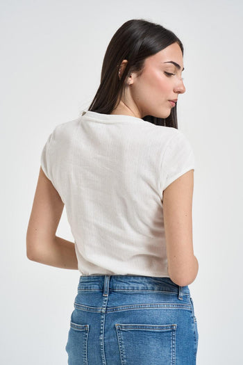 T-shirt donna panna traforata - 3