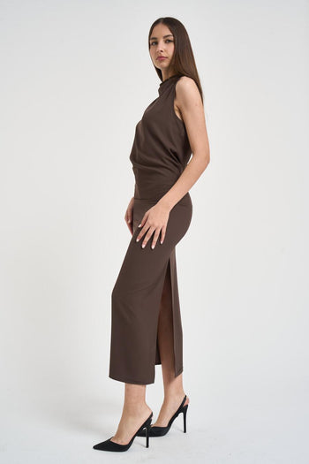Abito lungo donna marrone - 3