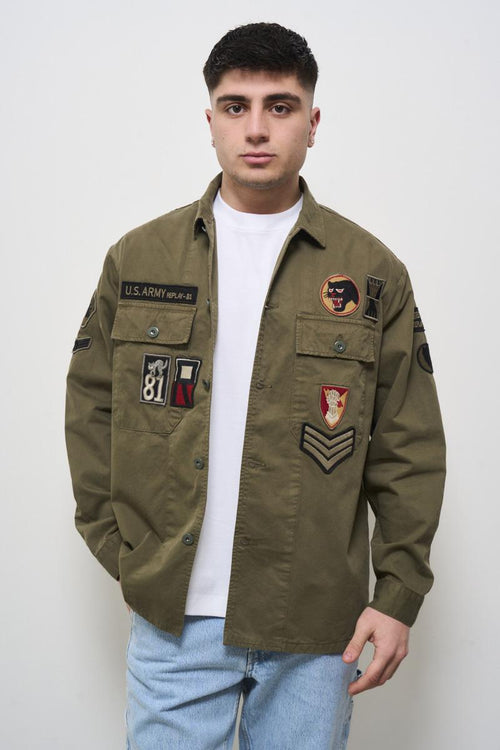Giubbotto uomo a camicia verde militare