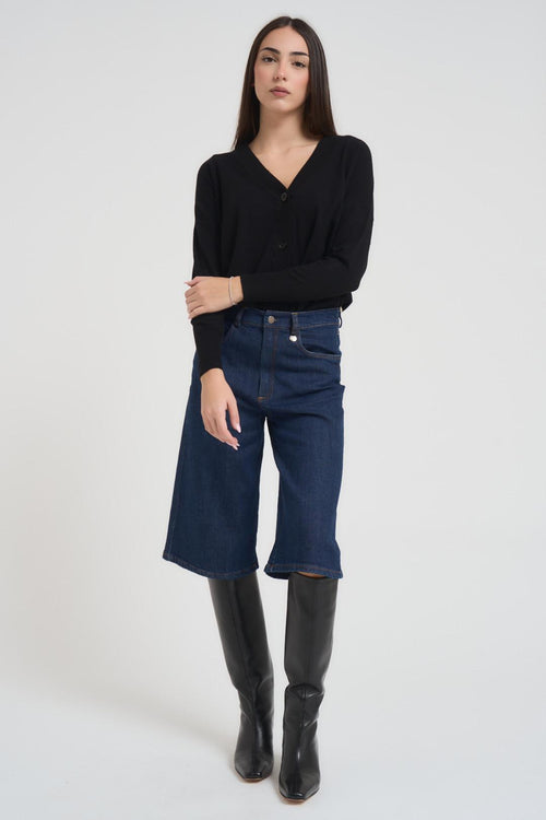 Cardigan donna con scollo a V nero