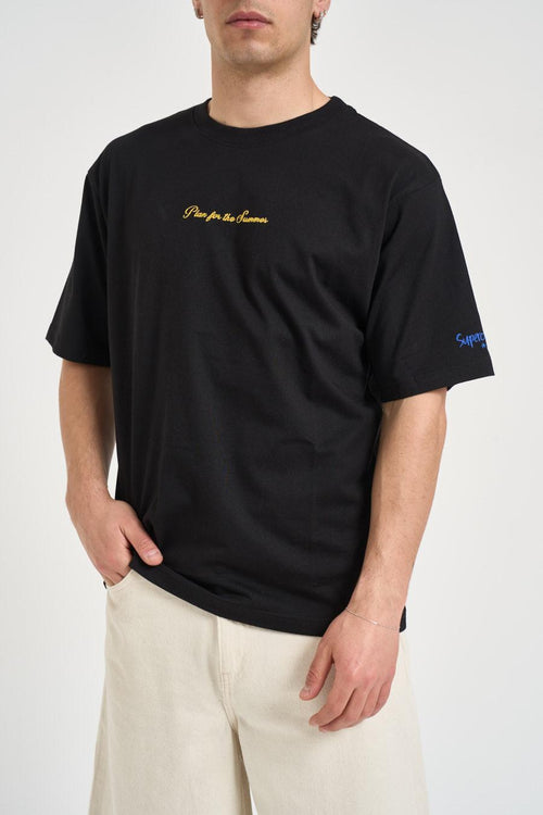 T-shirt uomo nera con stampe - 1