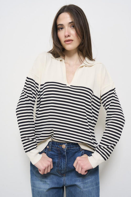 Women's striped polo shirt - 1