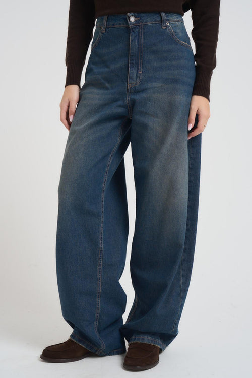 Jeans donna gamba ampia blu