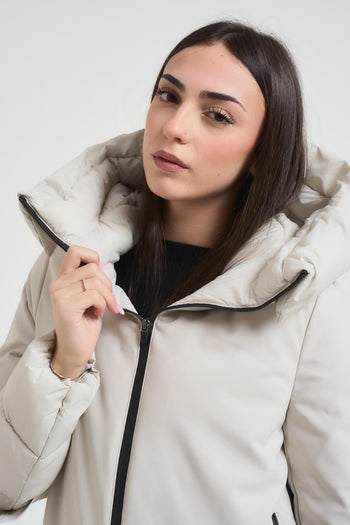 Giacca donna collo alto e cappuccio panna - 4