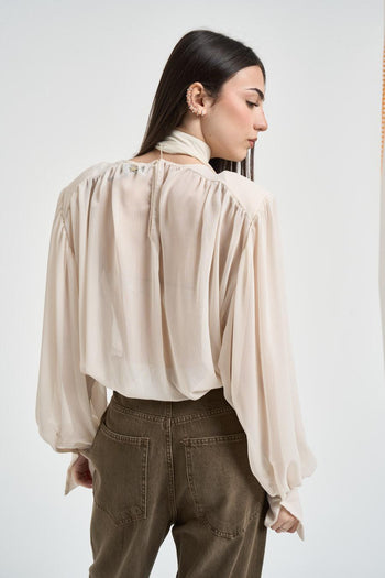Camicia donna semistrasparente panna - 3
