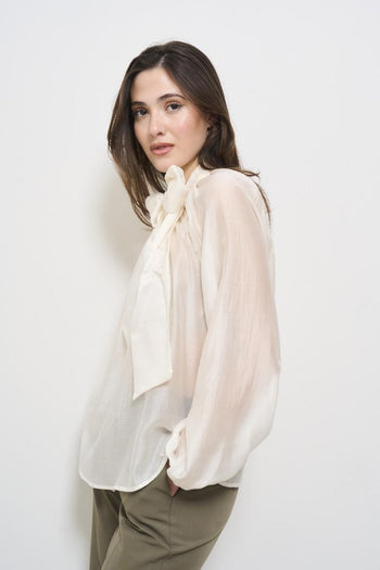 White women's shirt with bow - 3