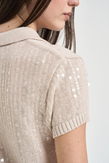 Polo donna manica corta beige - 4