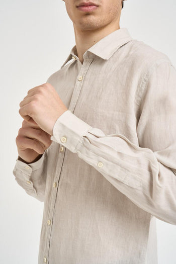 Camicia uomo in lino sabbia - 3