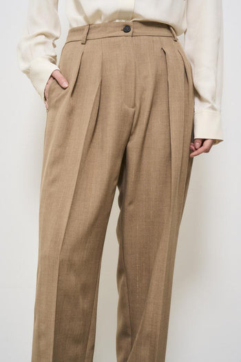 Women's trousers tobacco lurex pinstripe - 4
