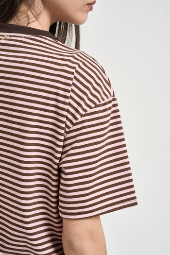 T-shirt donna a righe rosa - 4