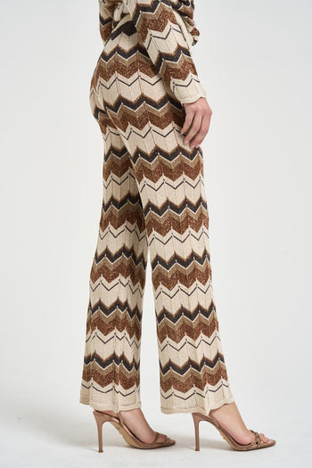 Pantalone donna in maglia chevron multicolor - 4