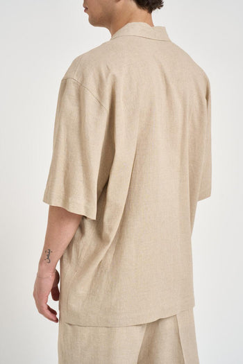 Camicia uomo manica corta beige - 6