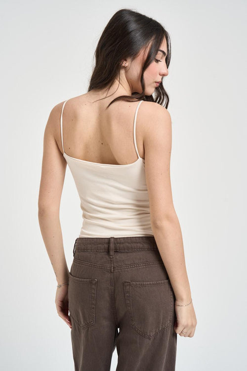 Top donna con spalline crema - 2