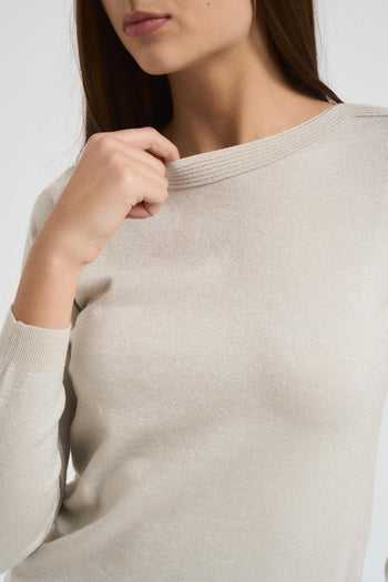 Maglia donna in lurex panna - 3