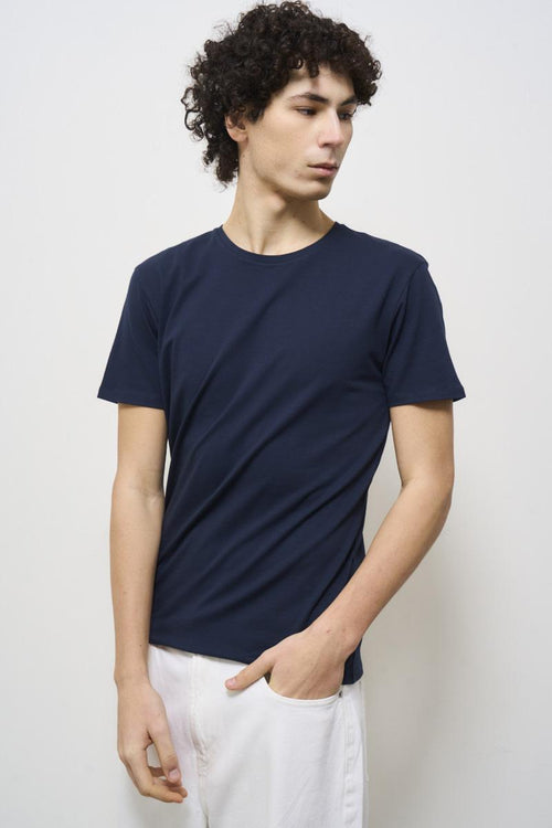 Men's blue crew neck t-shirt - 2
