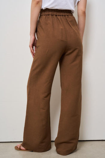 Pantalone donna a palazzo marrone - 5