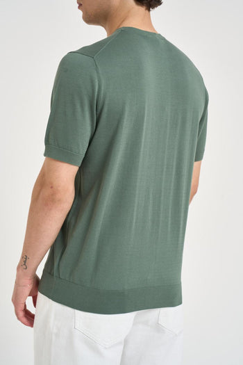T-shirt uomo in maglia verde salvia - 5