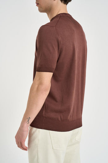T-shirt uomo in maglia marrone - 4