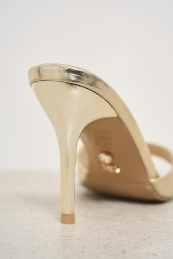 Gold women's sandal with heel - 6