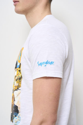 T-shirt uomo girocollo bianca con stampa - 3