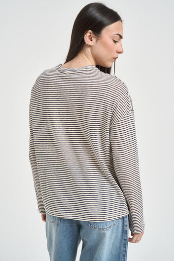 Maglia donna a righe blu - 4