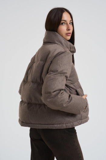 Piumino donna trapuntato marrone - 4