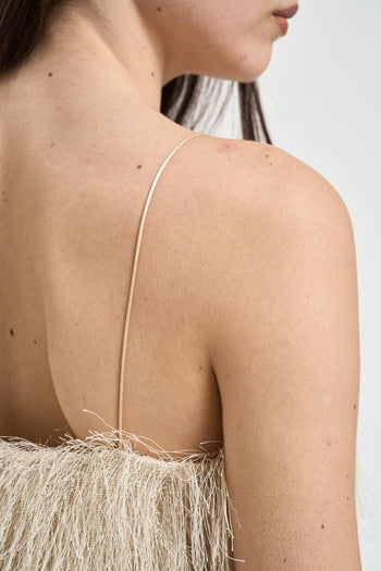 Top donna beige effetto piuma - 4