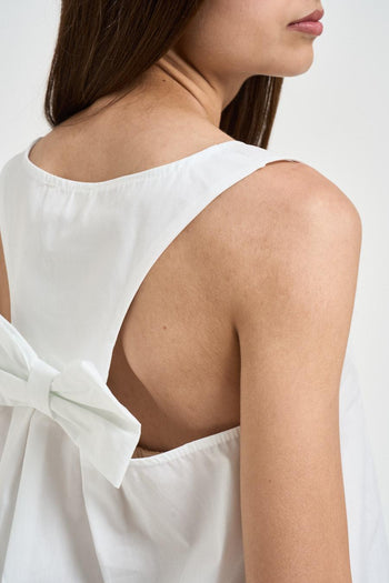 Top donna con fiocco sul retro bianco - 4