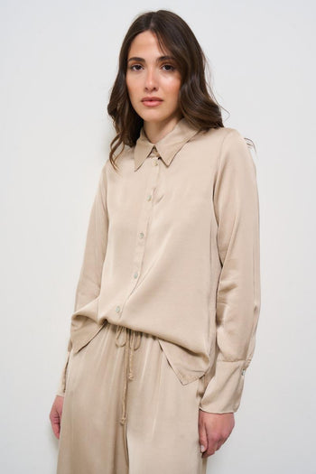Camicia donna satinata beige - 5