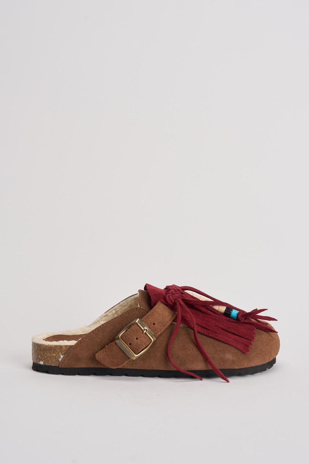 Sabot donna in suede marrone con frange DANDARA NATIVECASTAGNA LAGOA 