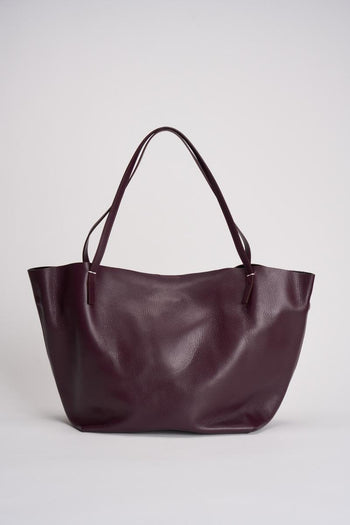 Borsa shopper donna in pelle bordeaux - 4