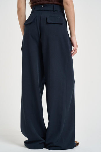 Pantalone donna gamba ampia blu - 3