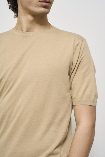 T-shirt uomo in maglia beige - 3