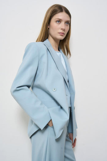 Women's double-breasted light blue jacket - 5