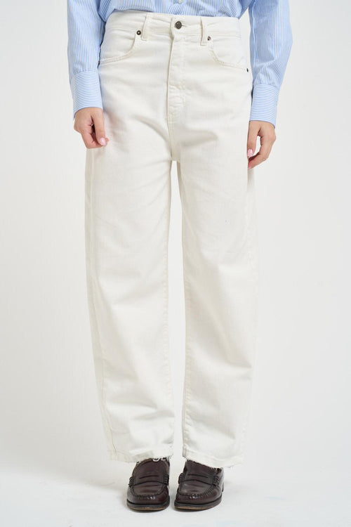 Jeans donna barrel in denim bianco