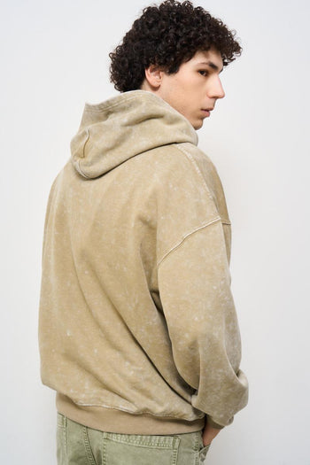 Felpa uomo beige con cappuccio - 5
