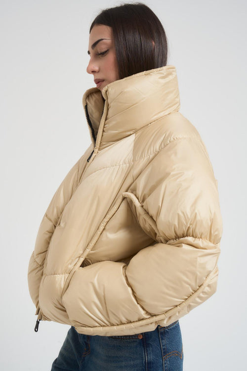 Piumino donna collo alto crema - 2